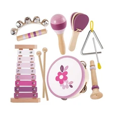 BUYGER Musical Instruments Set, Wooden Montessori Baby Percussion I... Fast Ship