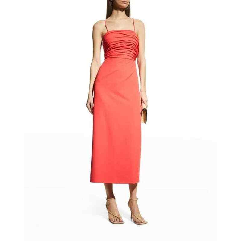 ruched cut out midi dress Shona Joy Sofia Ruched Cut Out Midi Dress in Black & Sand