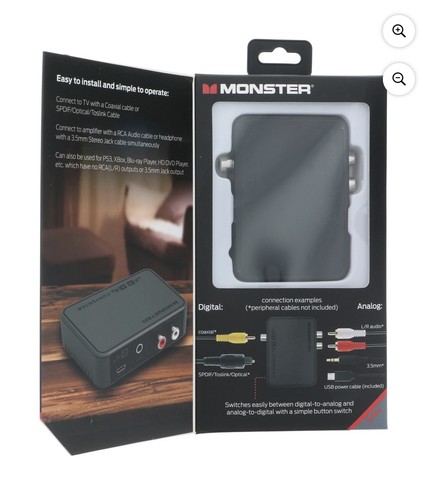Monster Digital to Analog/Analog to Digital Combo Audio Converter Black Open Box - Picture 2 of 8