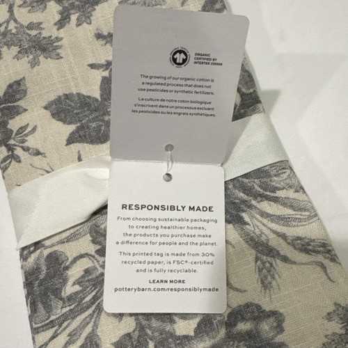 Pottery Barn Sorrel Toile Organic Cotton Napkins Set of 4 Blue Cream New w Tags - Picture 3 of 4