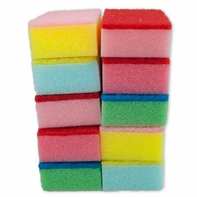 10pc Colorful 2 Side Sponge Scouring Pads Great for Cleaning