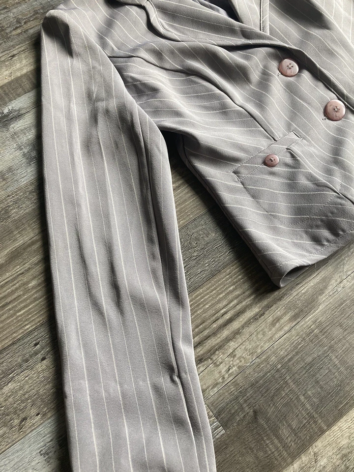 Chaqueta blazer para mujer Tracy Evans Limited gris blanco a rayas (talla 5) Foto 3 de 4