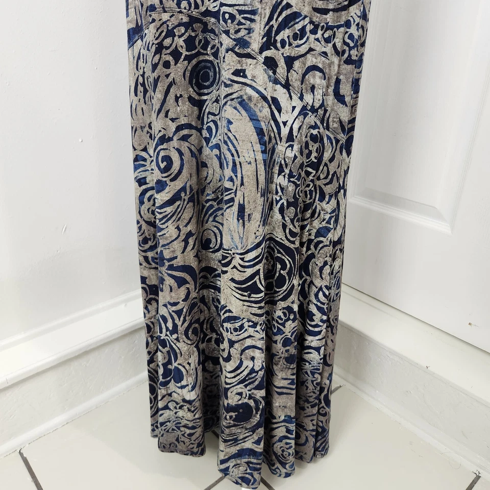 Maxi Falda Mujer Peruvian Connection M Gris Azul Floral Boho Modesta Gitana Foto 2 de 4