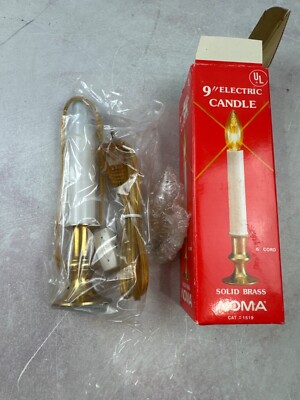 9'' Electric Candle Cord Solid Brass Noma Vintage Christmas
