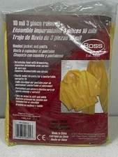 Boss 10 mil Three Piece Rain Suit. Size is Large. Pants, Jacket & Hood!