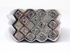 1.80 ct NATURAL DIAMOND mens square pinky ring 14 k white GOLD 16 grams