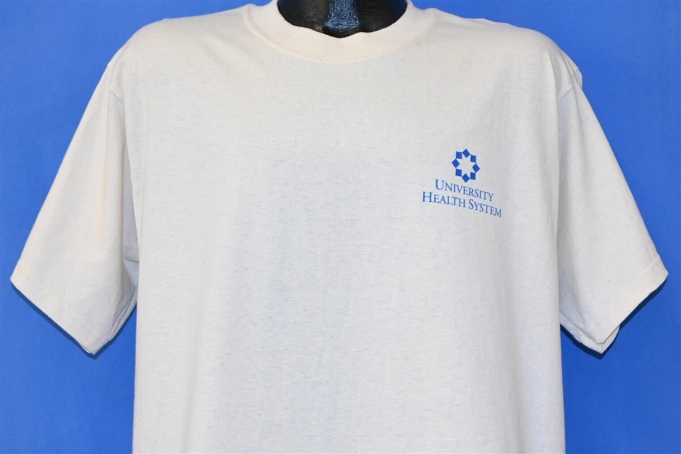 Camiseta vintage Y2K UNIVERSITY HEALTH SYSTEM ORIENTATION EXPRESS PARODIA GRANDE L Foto 2 de 4