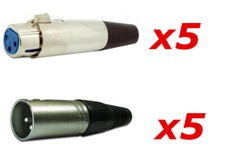 5 Pair 10pcs Male Female XLR 3-Pin Audio Cable Connector Plug Mic Microphone