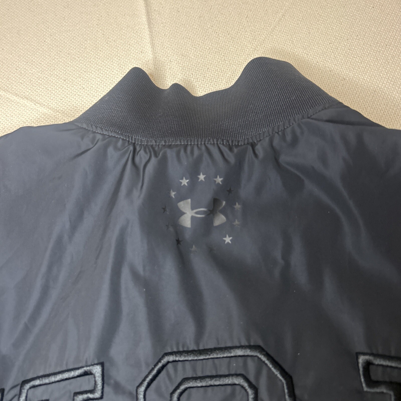 RARE! 2020 Under Armour Project Rock Freedom Veteran's Day Men's L Bomber Jacket image 8