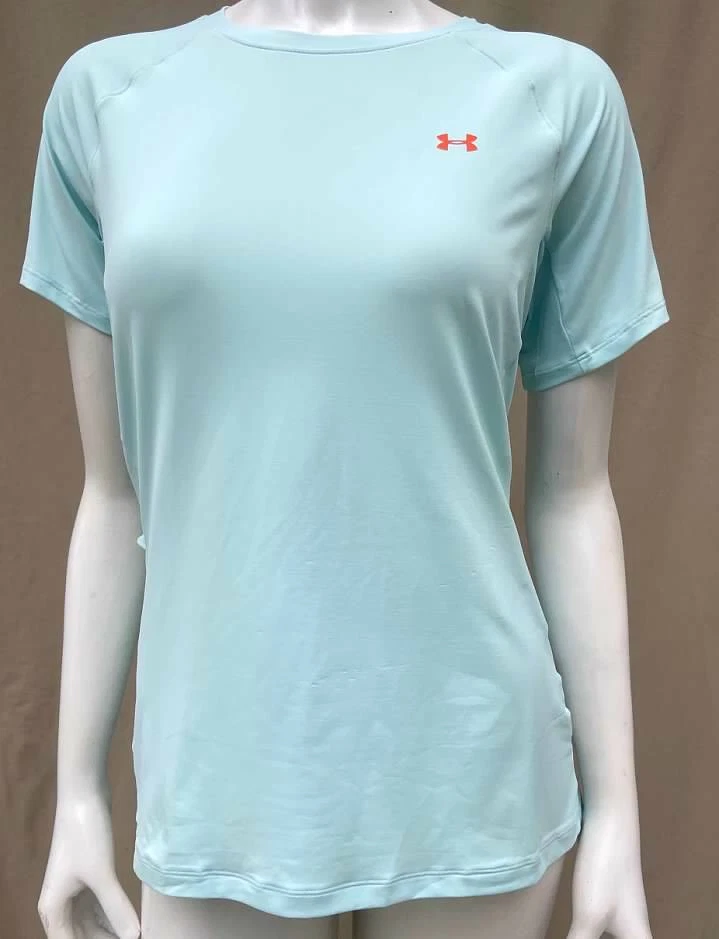NEW UNDER ARMOUR UA Women Blue Haze Short Sleeve UPF 50 Sunblock Shirt LARGE L