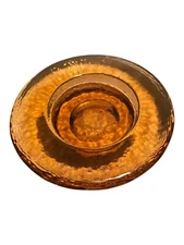 Fire and Light Orange Copper Footed Candle Wine Holder Recycled Art Glass &