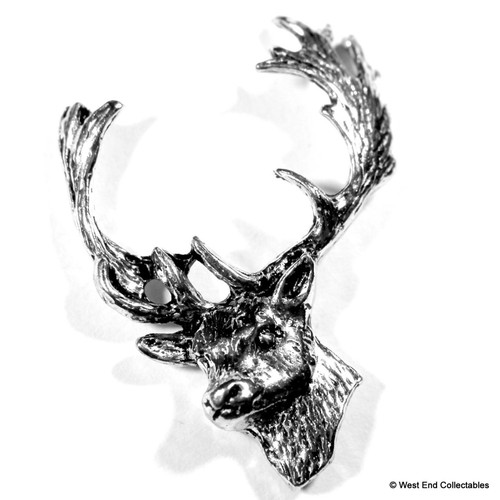 Fallow Deer Pewter Pin Brooch Badge -UK Handmade- Stag Antler Horn Hunting - Picture 2 of 3
