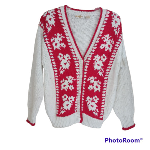 Vintage Jantzen Christmas Tight Knit Red White Ac… - image 1