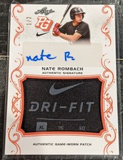 2018 Leaf Perfect Game National Showcase Nate Rombach 1/2 Game Worn PATCH Auto