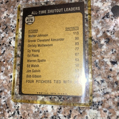 1973 TOPPS BASEBALL WALTER JOHNSON ALL TIME SHUTOUT LEADER #476 - Picture 2 of 2
