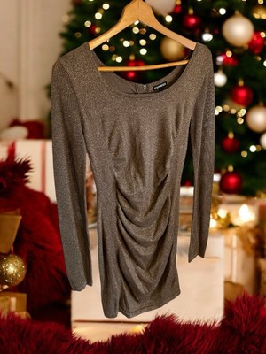 Express Gold Metallic New Year Bodycon Cocktail Evening Dress Small