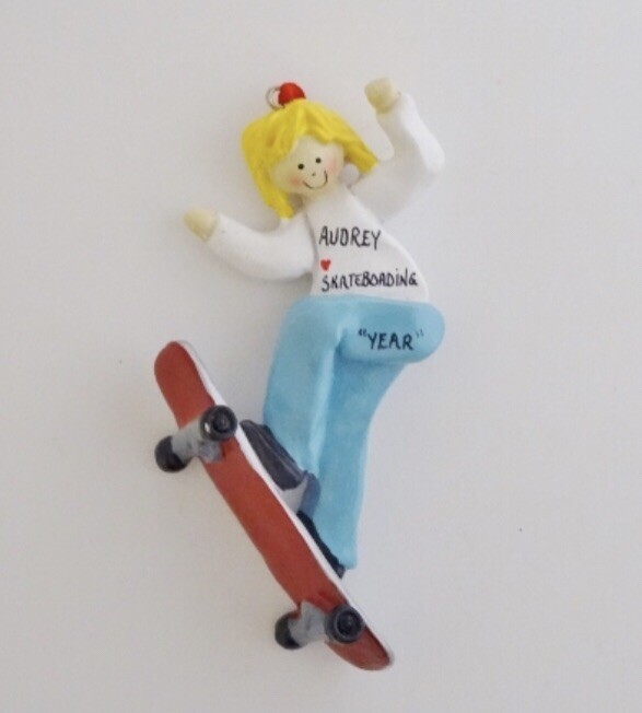 Personalized Boy / Girl Skateboard Christmas Ornament 