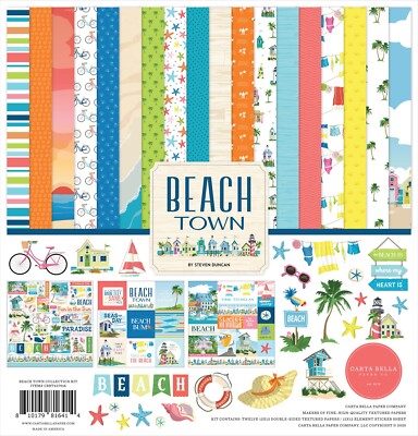 Carta Bella Beach Town Collection Kit 12''x12'' Papers Stickers Scrapbooking NIP