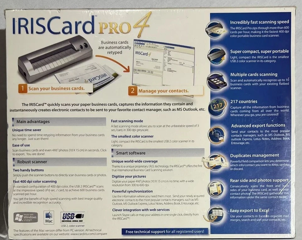 IRIS Card Pro 4 Business Card Scanner Organize Contacts Digital Data Conversion - Image 2 of 4