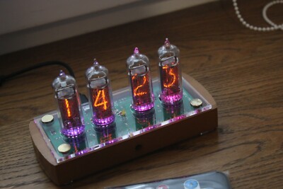 Nixie tube clock || with 4x IN-14 tubes wooden case new clear Remote Temperature