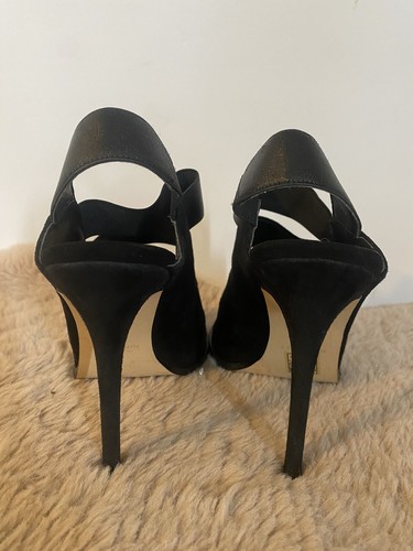 Nine West Women's Hallan Black Suede Stiletto dress Sandal 7 - Picture 4 of 10