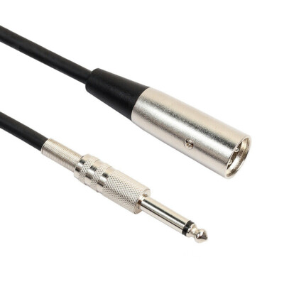 XLR 3-Pin Male to 1/4'' TS Mono Shielded Microphone Audio Interconnect Cable 8''