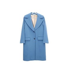 Fleurette 100% Wool Oversized Blue Notch Collar Longline Pea Coat Size 6