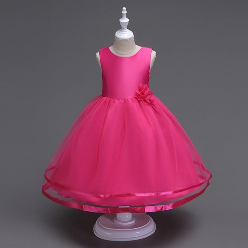 Kids Flower Girls Princess Dress Wedding Party Gown Long Pageant Formal Prom UK - Picture 19 of 20