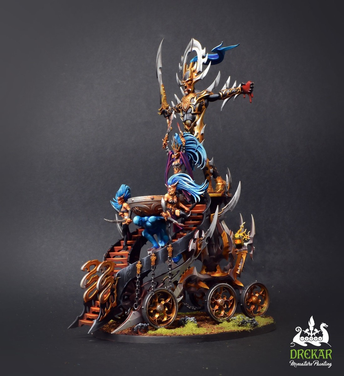 Figurine Warhammer - Slaughter Queen On Cauldron Of Blood, Daughters Of Khaine, Bien Peinte, Occasion