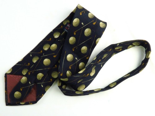 Roundtree & Yorke Mens Neck Tie Golf Ball Club Blue 57"x4" Preppy Links - Picture 5 of 7