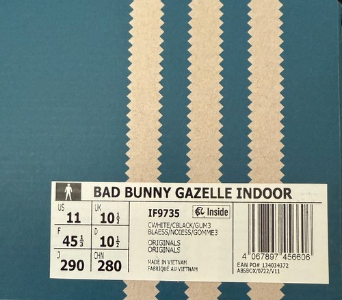 Adidas Indoor Gazelle bad bunny uk 10.5 BNWT - Foto 11 di 11