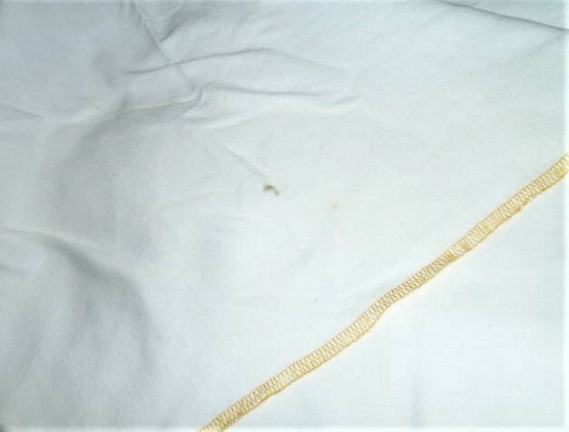 Antigua camiseta de algodón elástico blanca de 1 capa azul marino bebé manta ribete naranja Foto 3 de 3