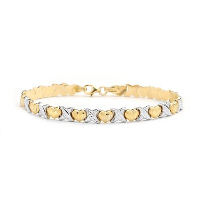 Floreo 10k White & Yellow Gold Stampato Xoxo X & Heart MOM Bracelet for Mothers