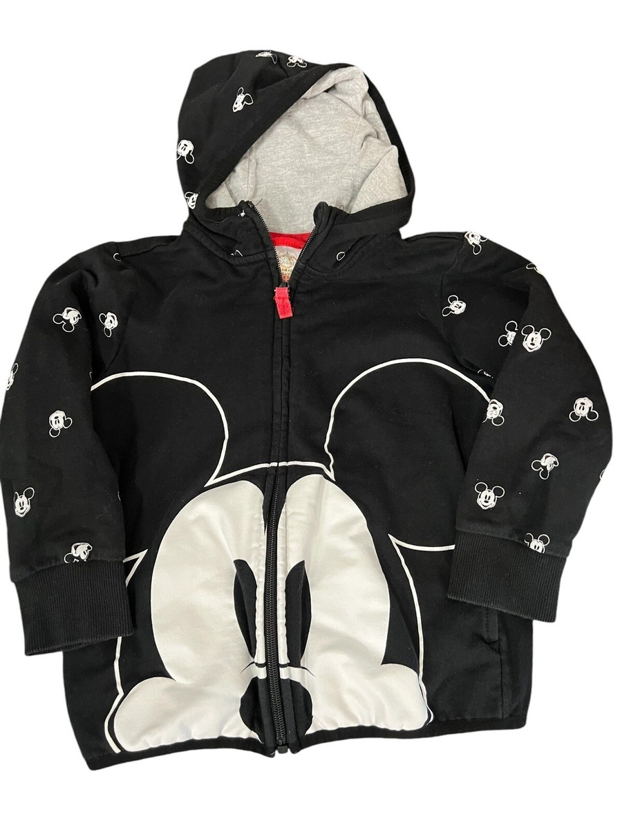 Disney Mickey Mouse Hoodie Sweatshirt Youth SZ 4 Black White Print