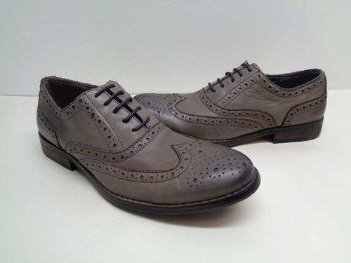 Steve Madden Size 7.5 M GIONNI Grey Leather Lace Wingtip Oxfords New Mens Shoes - Picture 8 of 12