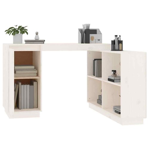Schreibtisch Weiß 110x50x75 cm Massivholz Kiefer - Bild 5 von 12