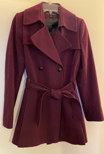 Burgundy Tie Waist Coat Jacket EUC 