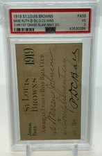 BABE RUTH 1st Career Grand Slam 3 CG Wins Ticket Stub Final Season with Red Sox