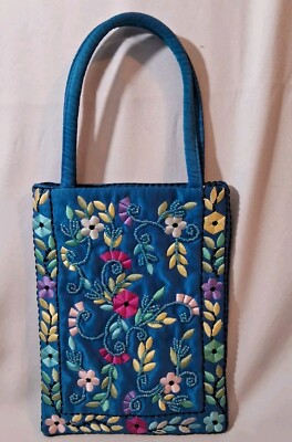 Pre-owned ~ Frankie & Johnnie ~ Beaded Embroidered Small Floral Handbag EUC