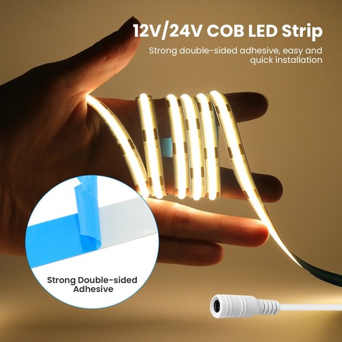 High Density WW/CW COB LED Strip Lights Flexible Tape Cabinet Kitchen Rope Light - Picture 2 of 15