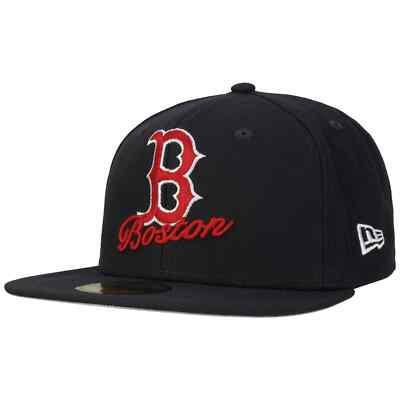 NEW ERA 59Fifty Script Team Red Sox Cap Basecap Baseballcap Flat Brim Fitted