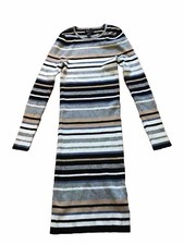 Forever 21 Women Dress Size 1X Striped  Long Sleeve Bodycon Midi Stretch