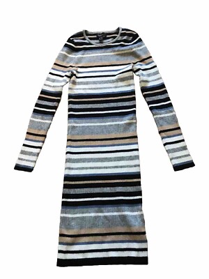 Forever 21 Women Dress Size 1X Striped Long Sleeve Bodycon