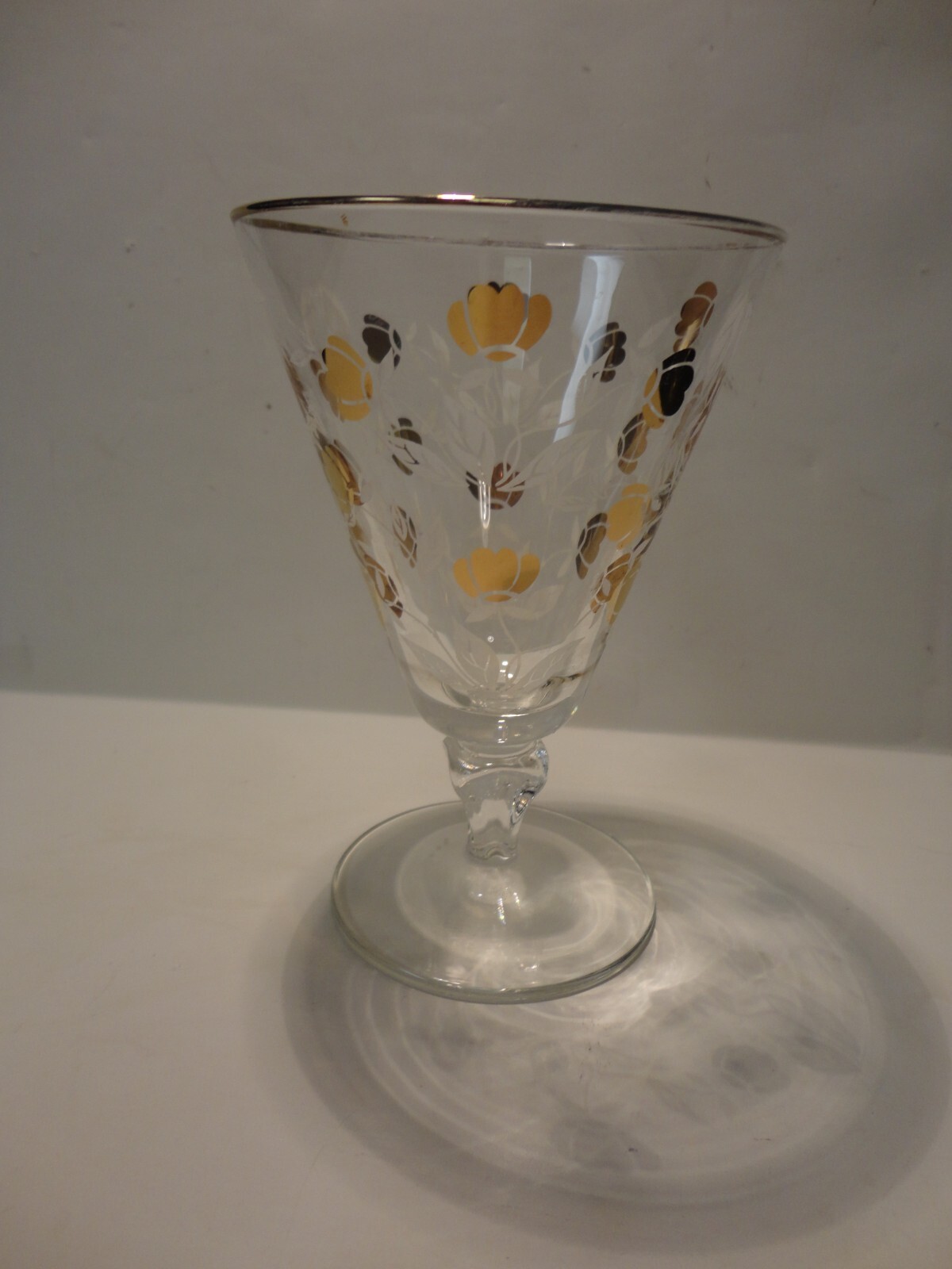 Hall China Jewel Tea Autumn Leaf Frost & Gold Libbey Goblets Set of 3