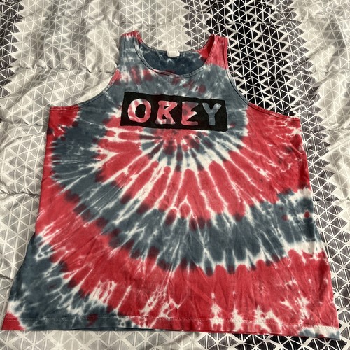 Vintage Obey Shirt Mens Large Tie Dye Tank Top Skate Streetwear