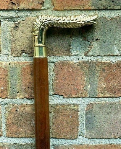 Vintage Walking Stick Brass Snake Head Handle Nautical Stick Wooden Cane Sticks - Picture 5 of 5