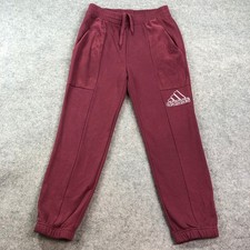 Adidas Primegreen Womens Jogger Pants Medium Burgundy Regular Fit Fleece Lined