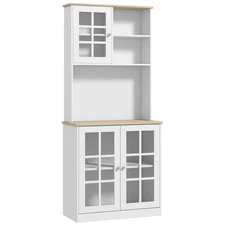 Glass door storage cabinet with kitchen cabinet and adjustable shelves