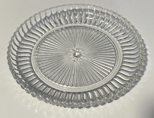 Vintage Pressed Glass Round Plate W/ Lip Pattern Textured Back Ridged Design 6” - Picture 1 of 8