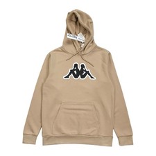 KAPPA HOODIE SMALL S MENS BEIGE SWEATSHIRT PULLOVER BIG LOGO FUTBOL SOCCER BNWT 